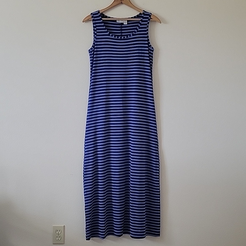 Chico's Zenergy Blue Striped Sleeveless Maxi‎ Dress Size Small